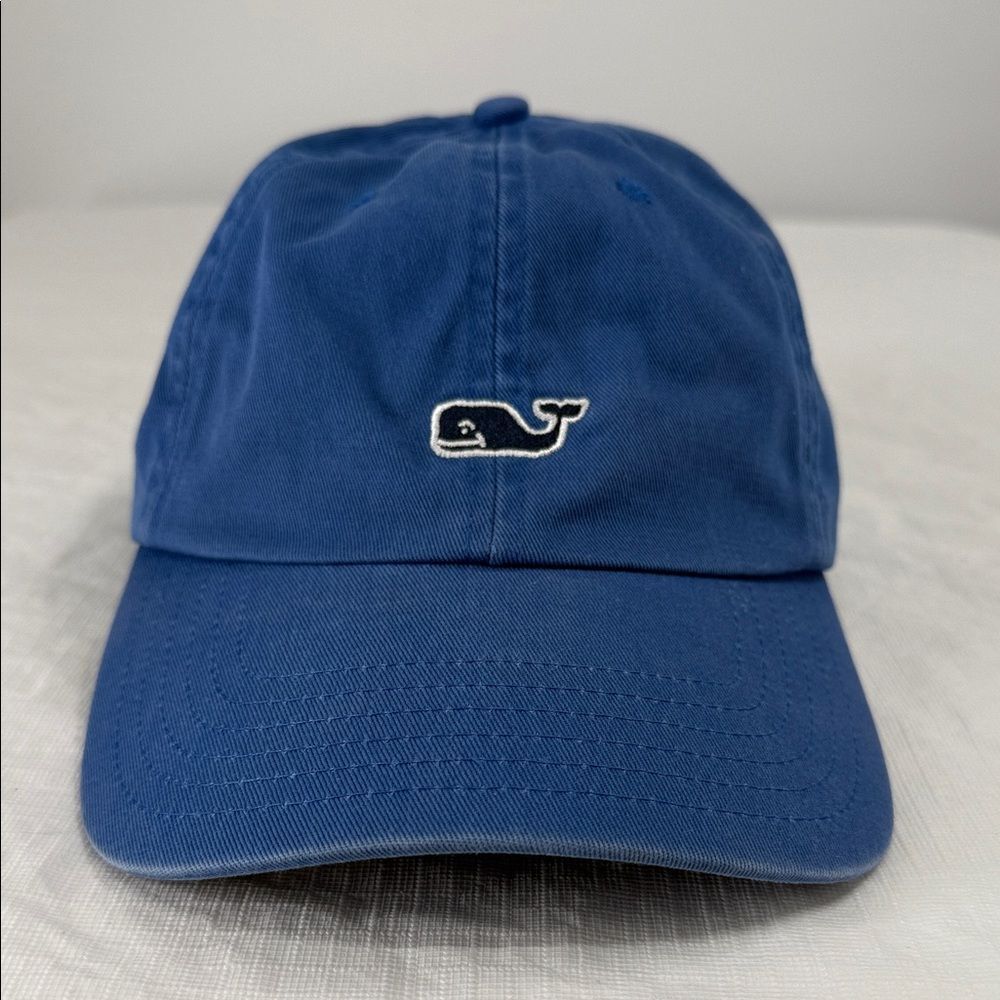 Vineyard Vines Hat One Size Blue Whale Embroidered Baseball Cap Leather Strap
